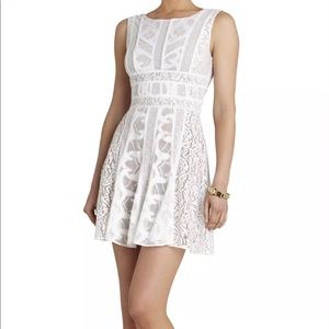 BCBG White & Tan Kelley Lace Dress
